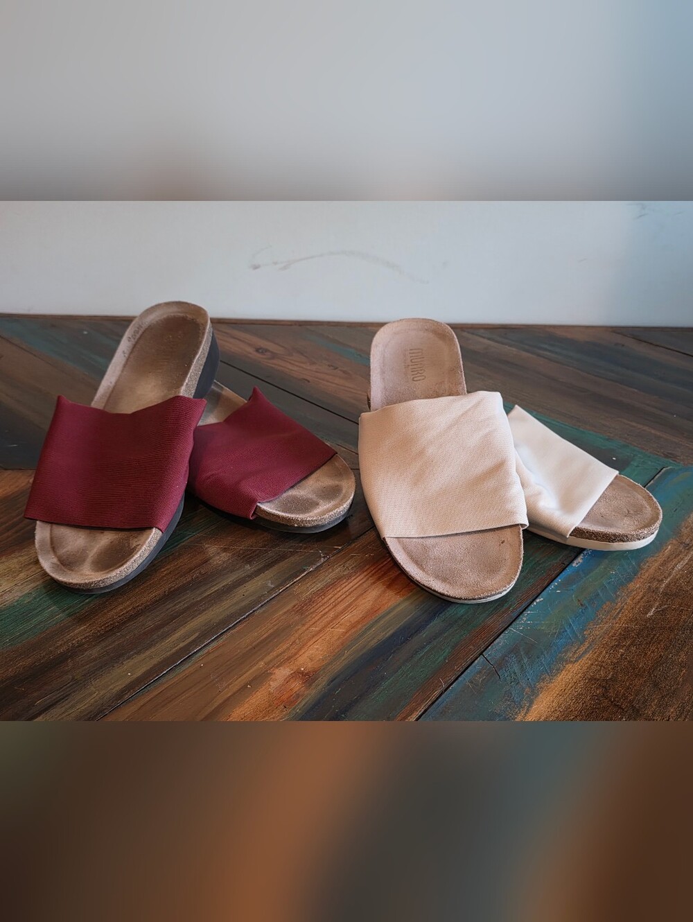 Munro Casita Slide Sandal Women Size 11 W Bone and Drk Red